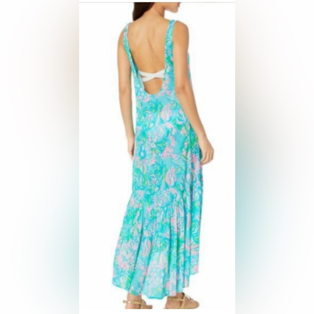 NWT Lilly Pulitzer Camellia Cover Up in Aqua La Vista Blue Ibiza - Picture 3 of 8